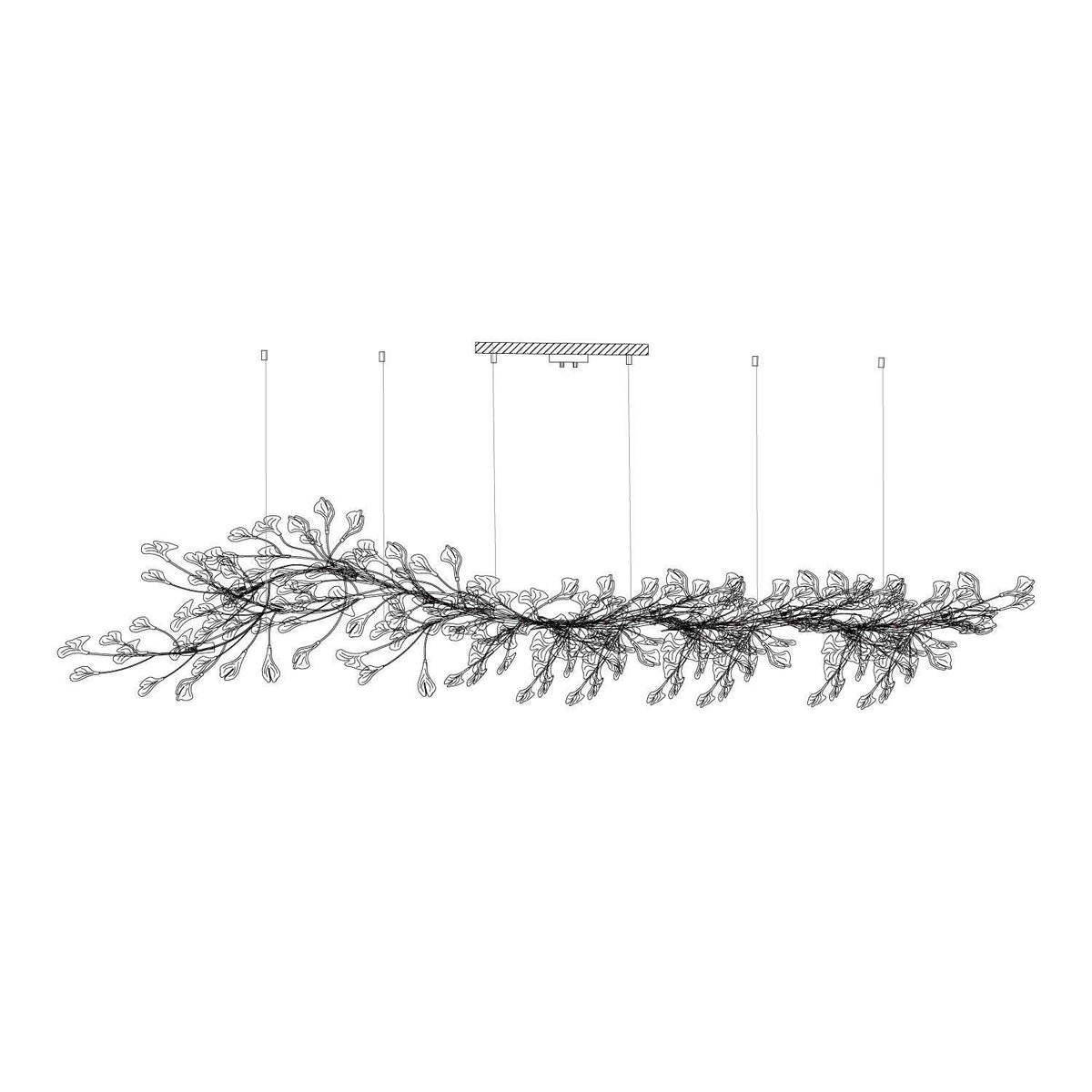 Estrutura de lustre Calix com cúpula de folhas de ginkgo em cerâmica, branco e dourado, moderno