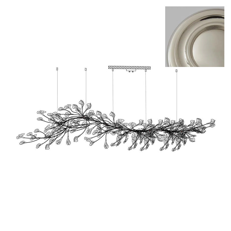 Estrutura de lustre Calix com cúpula de folhas de ginkgo em cerâmica, branco e dourado, moderno