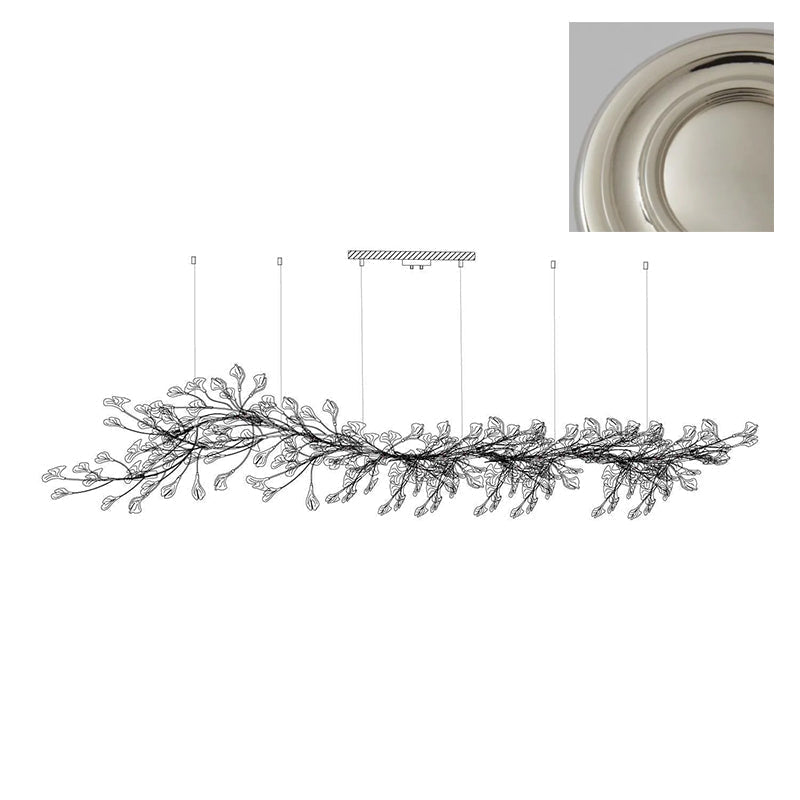 Estrutura de lustre Calix com cúpula de folhas de ginkgo em cerâmica, branco e dourado, moderno