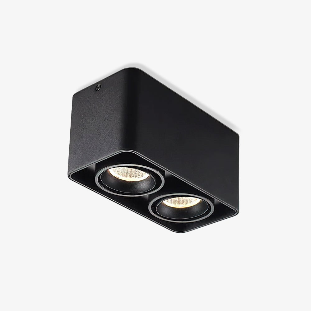 Devely spotlampe til overflademontering med to LED-lyskilder, kantet minimalistisk
