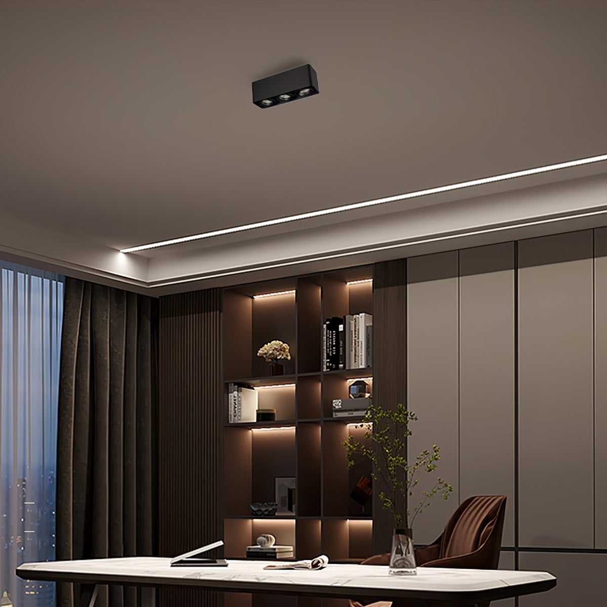 Devely spotlampe til overflademontering med to LED-lyskilder, kantet minimalistisk