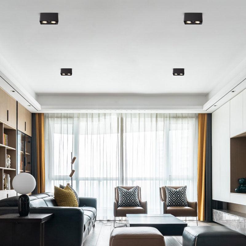 Devely spotlampe til overflademontering med to LED-lyskilder, kantet minimalistisk