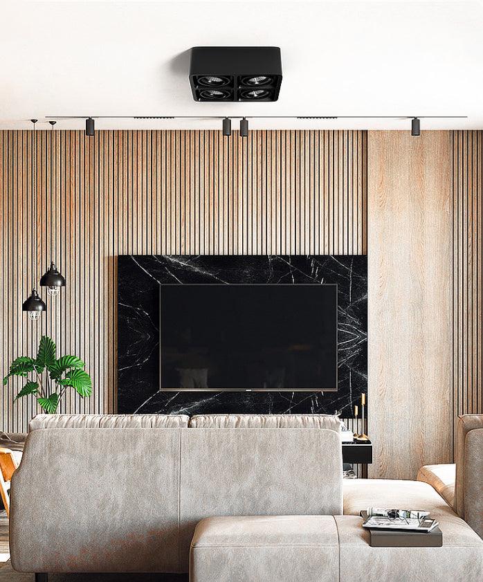 Devely spotlampe til overflademontering med to LED-lyskilder, kantet minimalistisk