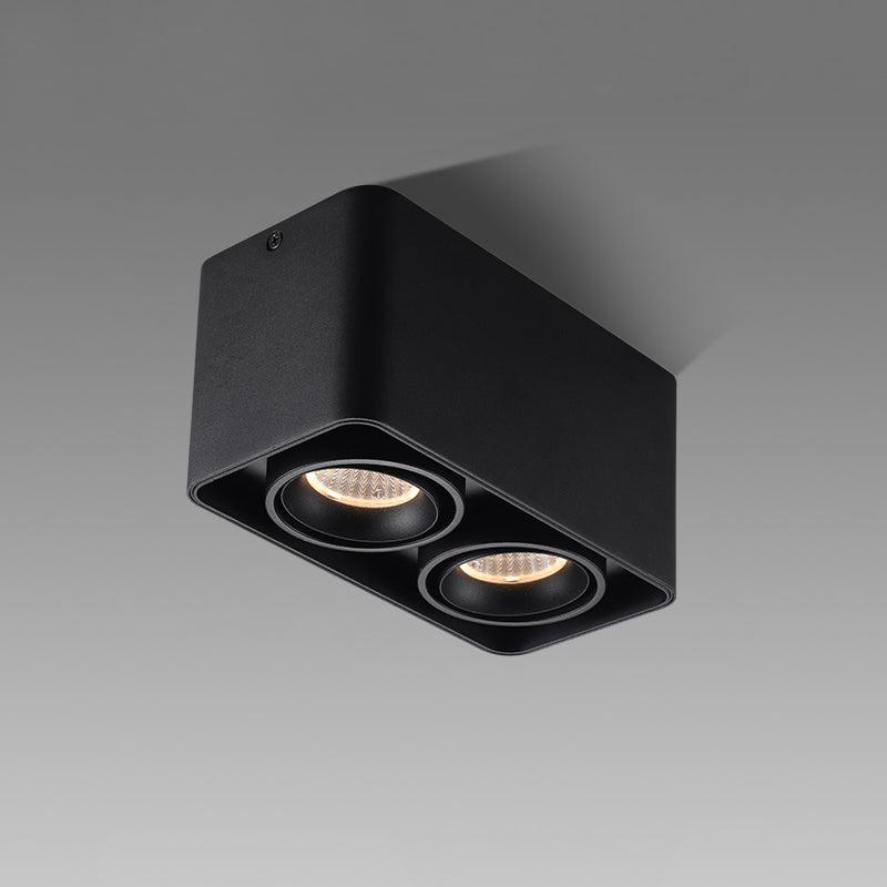 Devely spotlampe til overflademontering med to LED-lyskilder, kantet minimalistisk