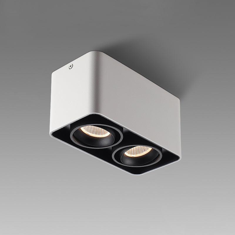 Devely spotlampe til overflademontering med to LED-lyskilder, kantet minimalistisk