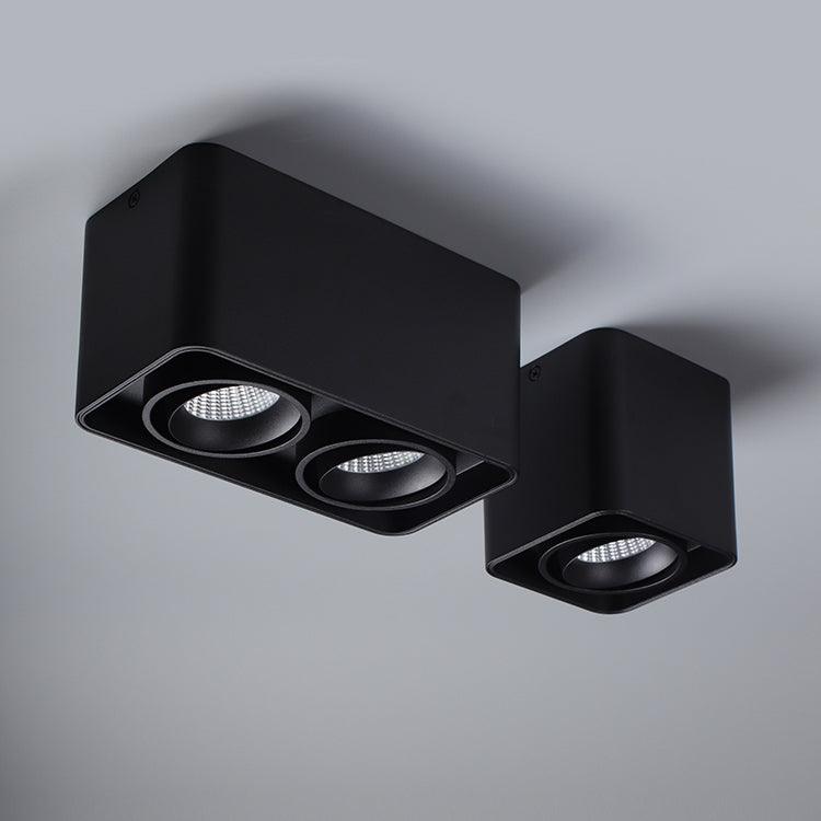 Devely spotlampe til overflademontering med to LED-lyskilder, kantet minimalistisk