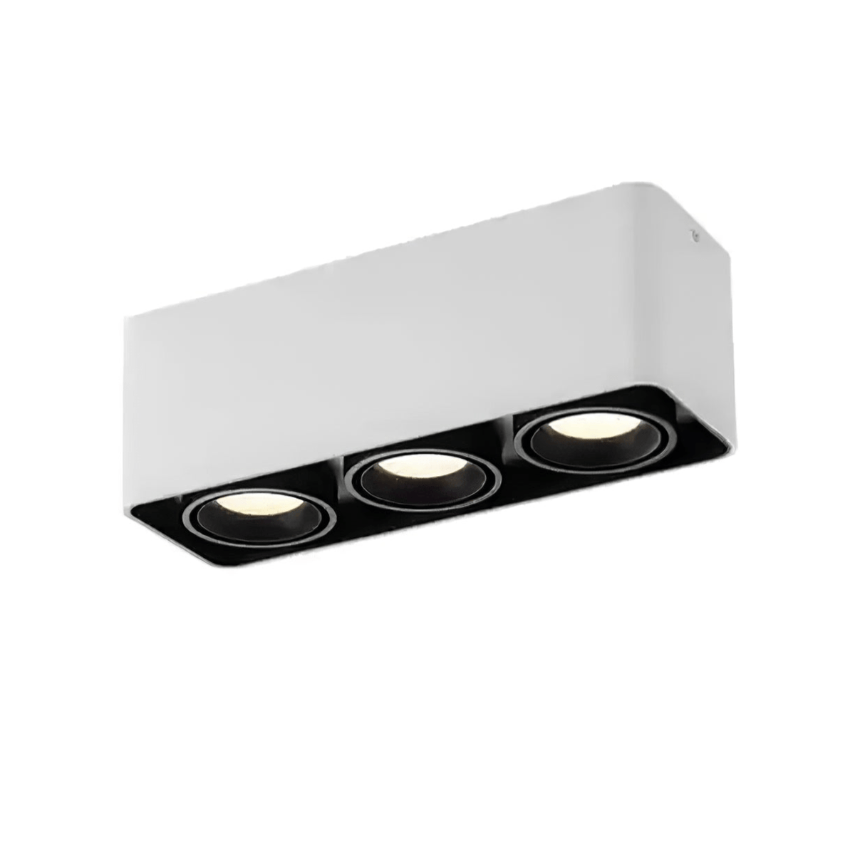 Devely spotlampe til overflademontering med to LED-lyskilder, kantet minimalistisk