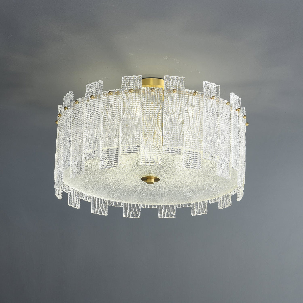 Symiror postmoderne luksusloftlampe i messing og glas