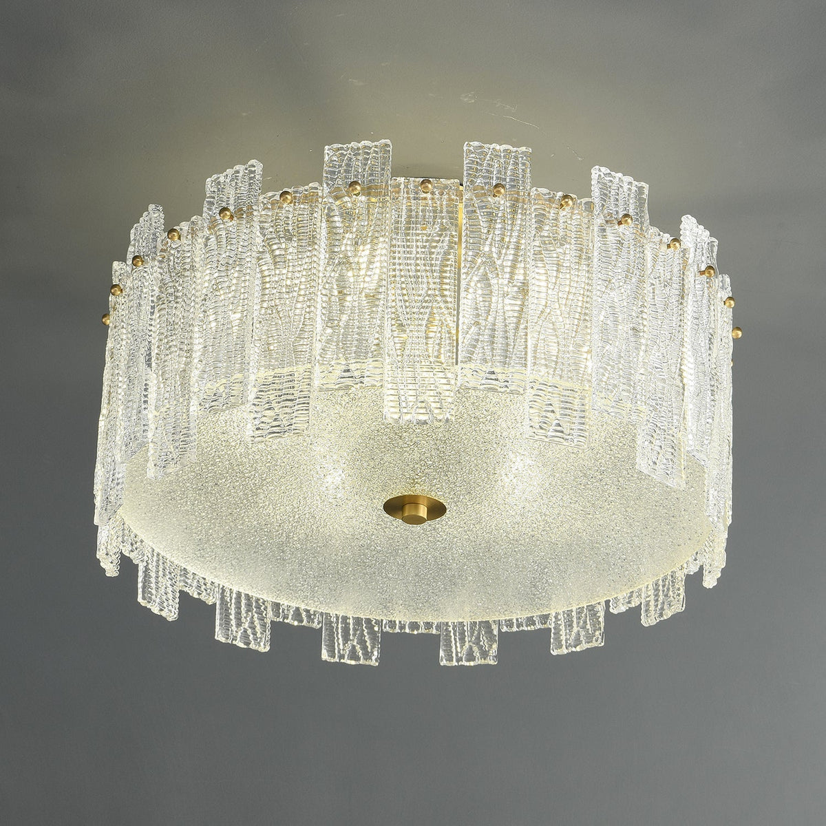 Symiror postmoderne luksusloftlampe i messing og glas