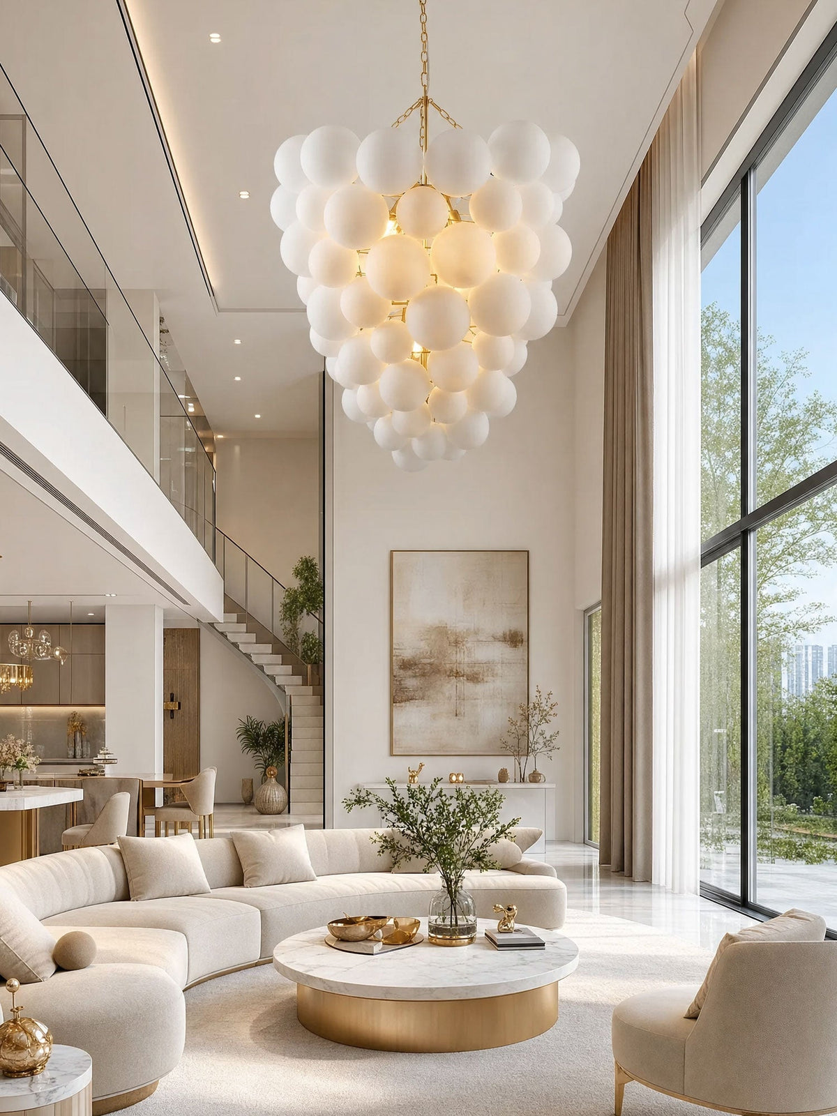 Lustre Velly com bolhas de bolas de vidro