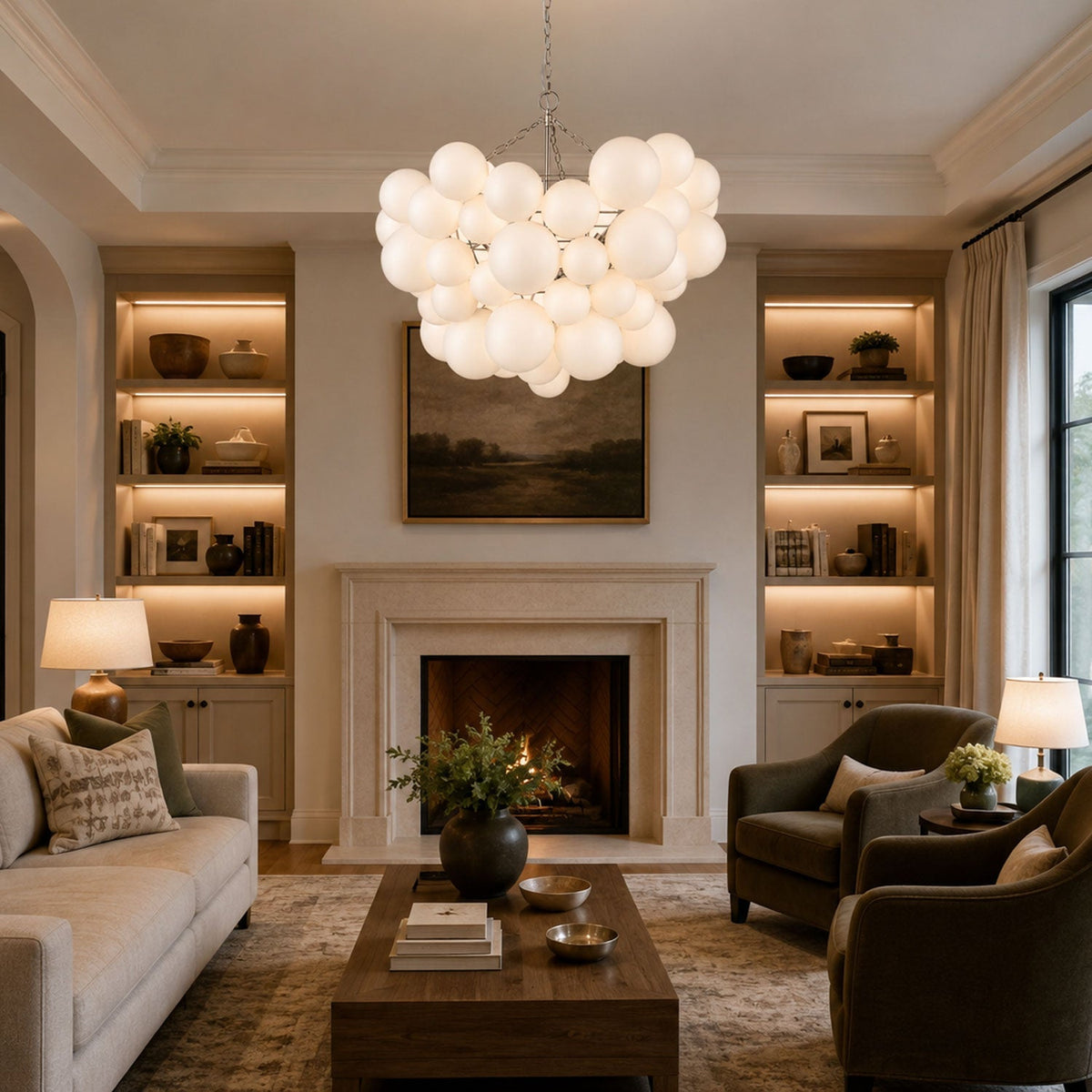 Lustre Velly com bolhas de bolas de vidro