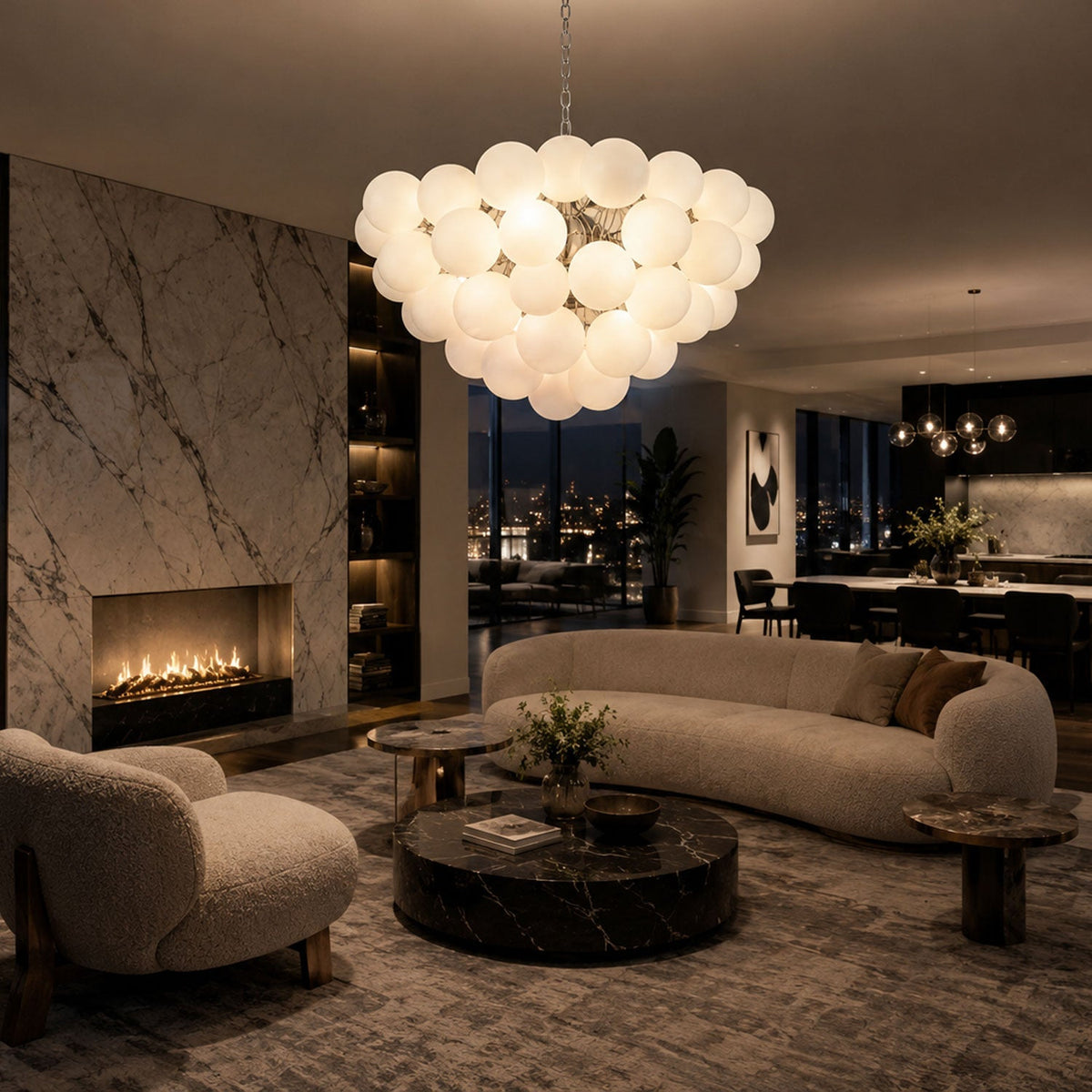 Lustre Velly com bolhas de bolas de vidro