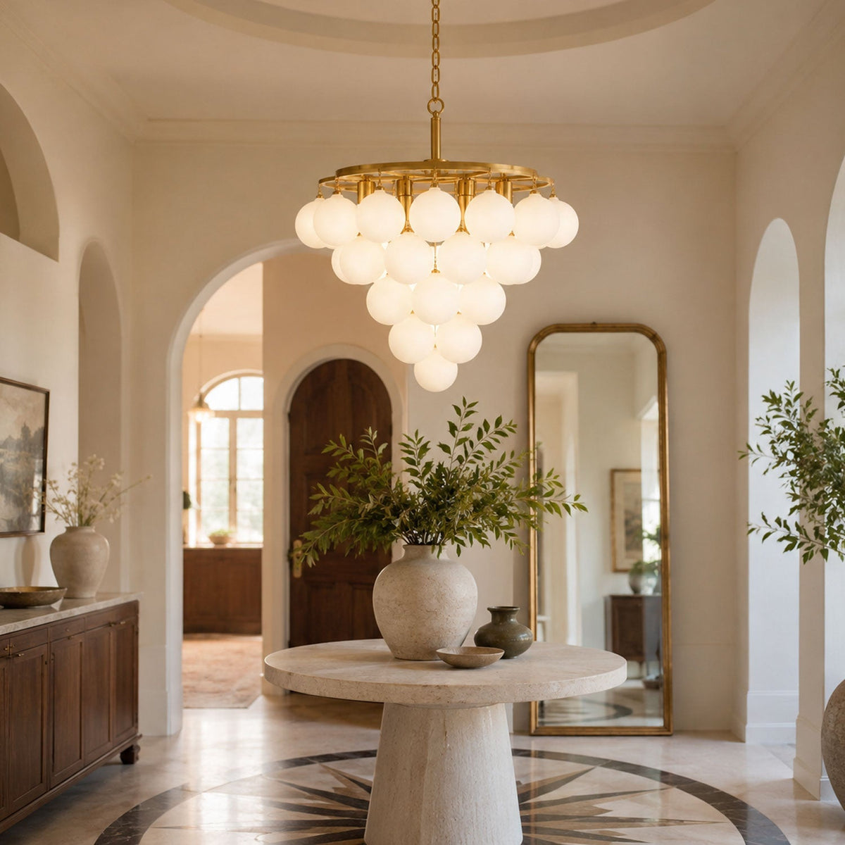 Lustre Velly com bolhas de bolas de vidro
