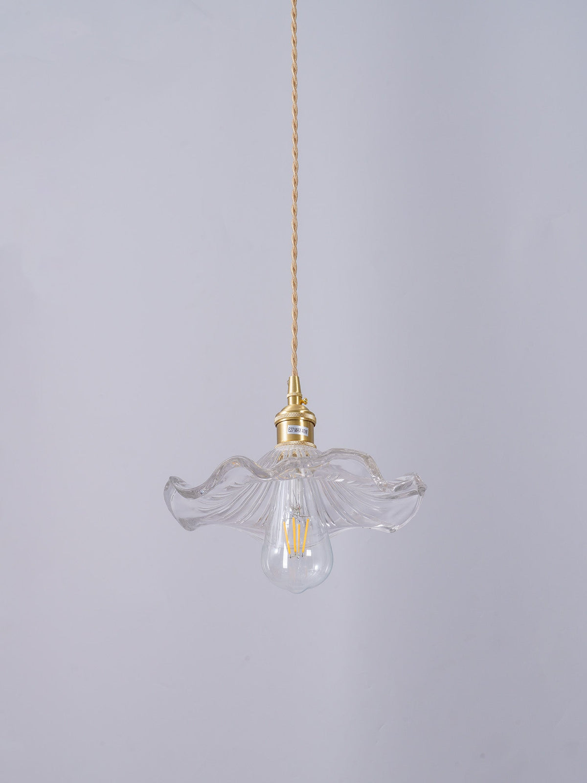 Lioralina vintage pendellampe i messing og glas
