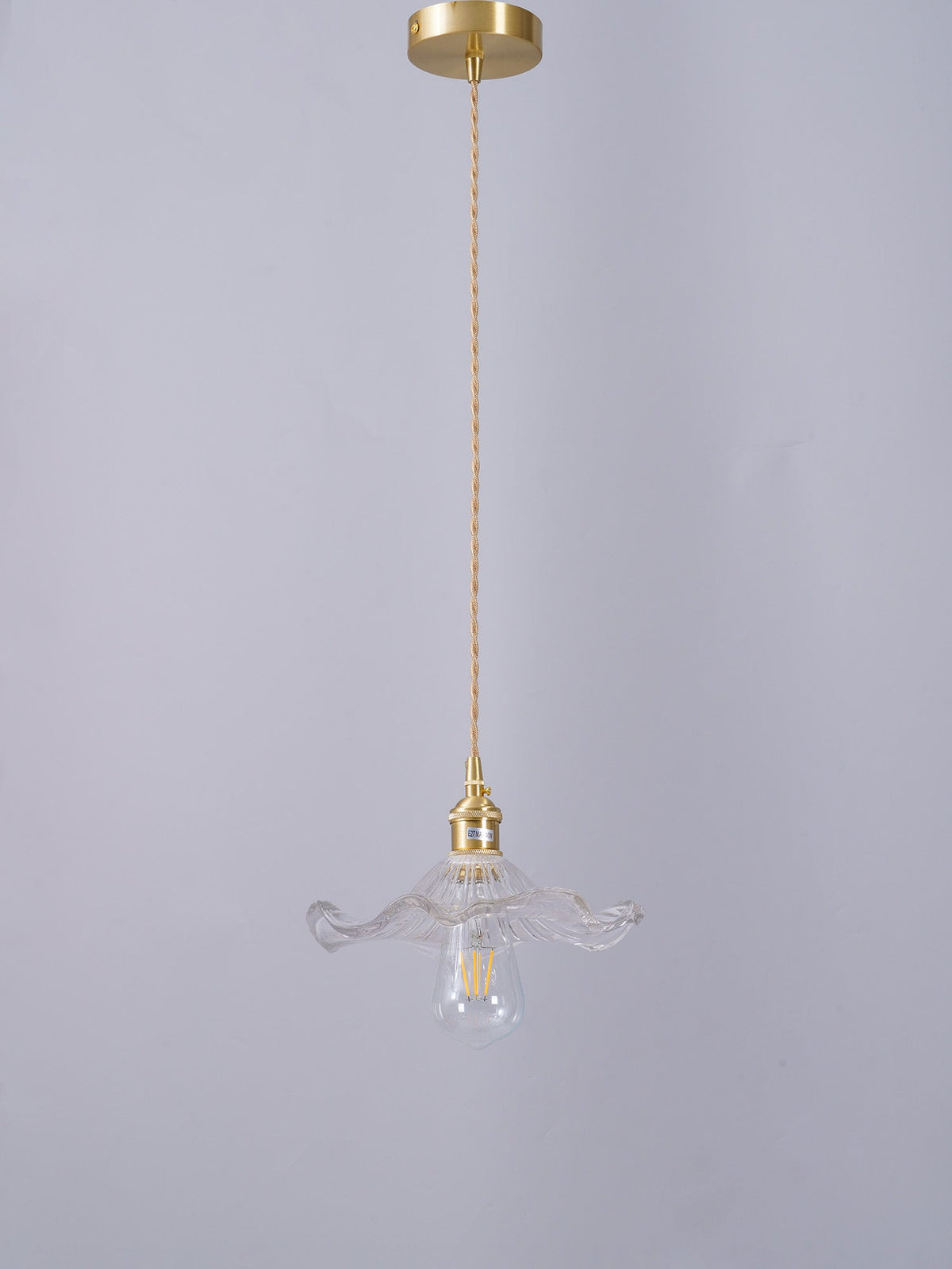 Lioralina vintage pendellampe i messing og glas
