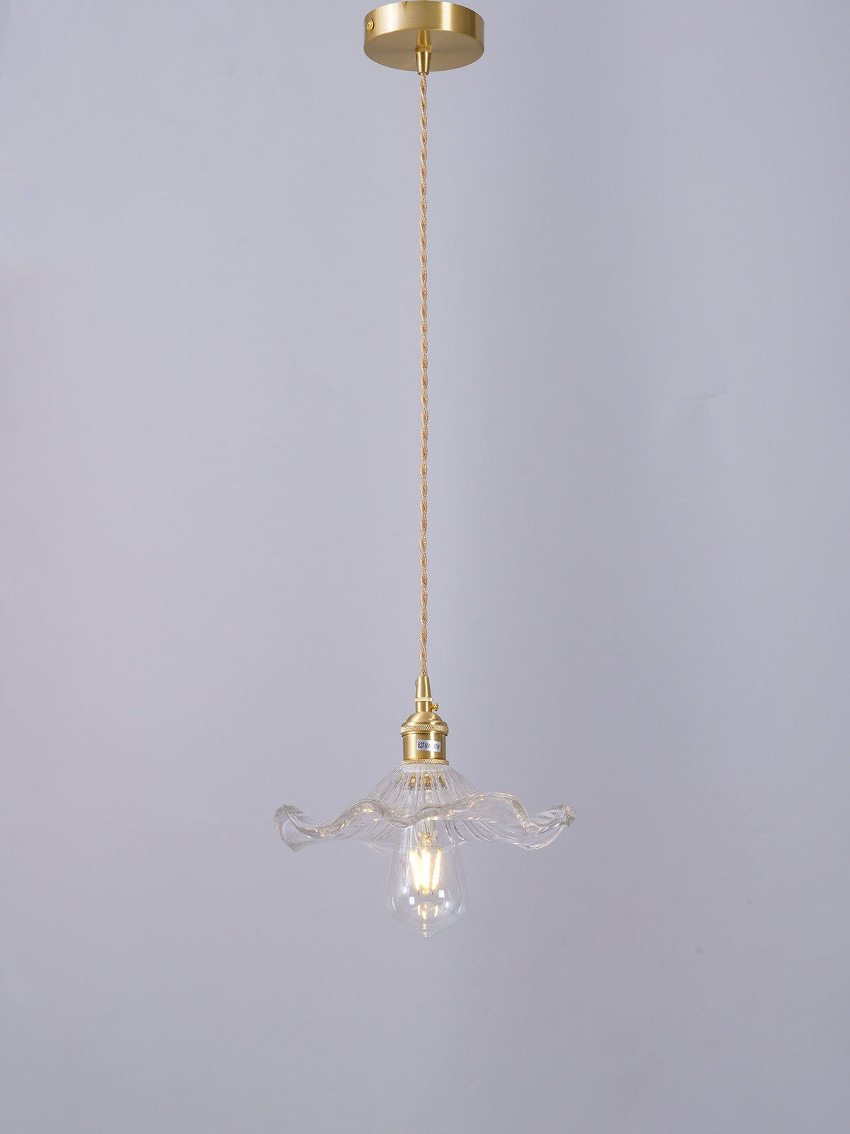 Lioralina vintage pendellampe i messing og glas