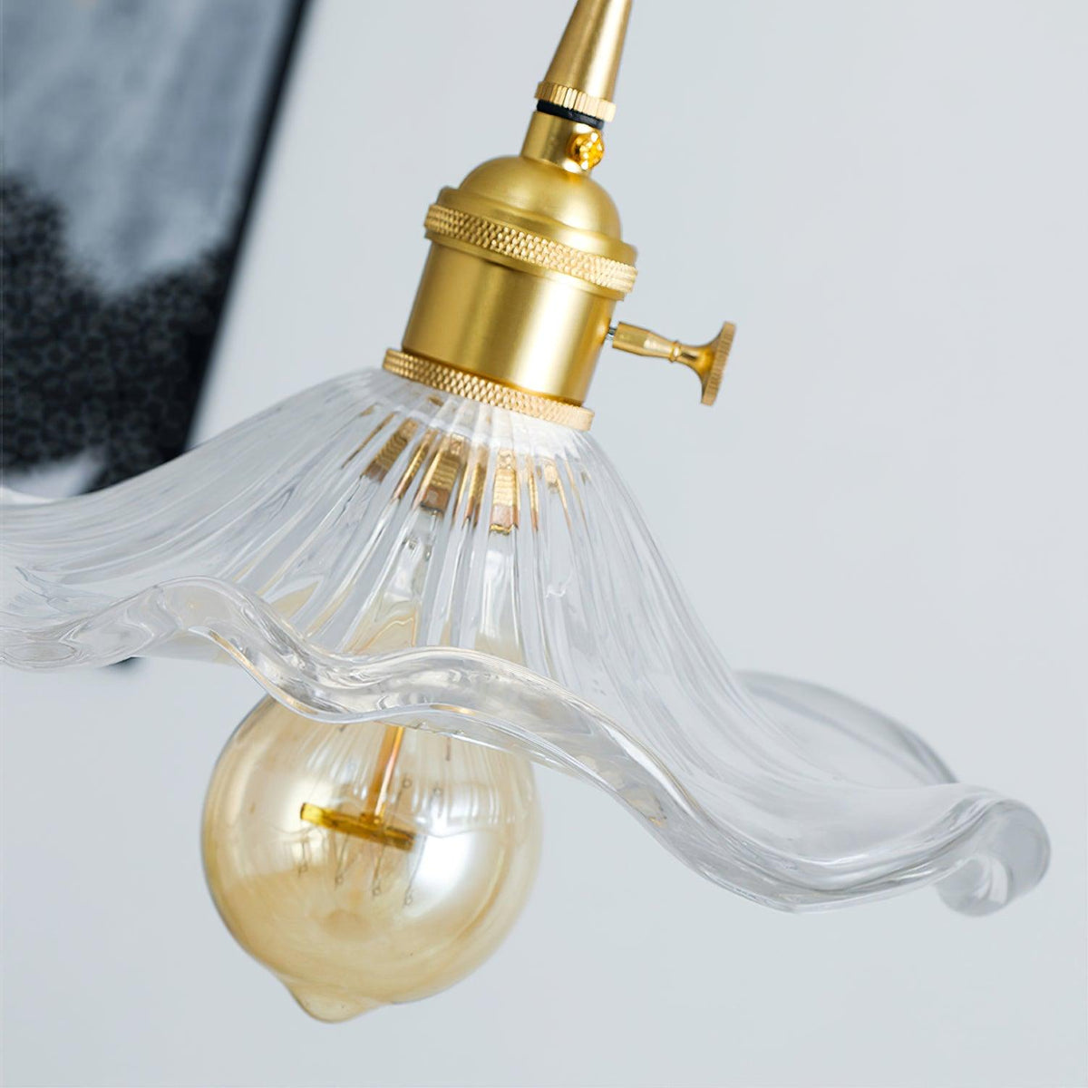 Lioralina vintage pendellampe i messing og glas