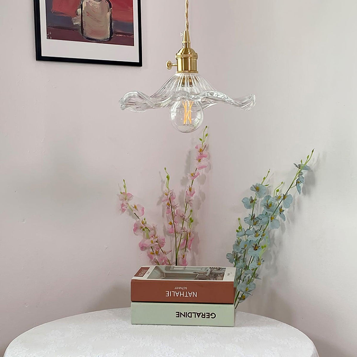 Candeeiro suspenso moderno Daphne em forma de flor de vidro