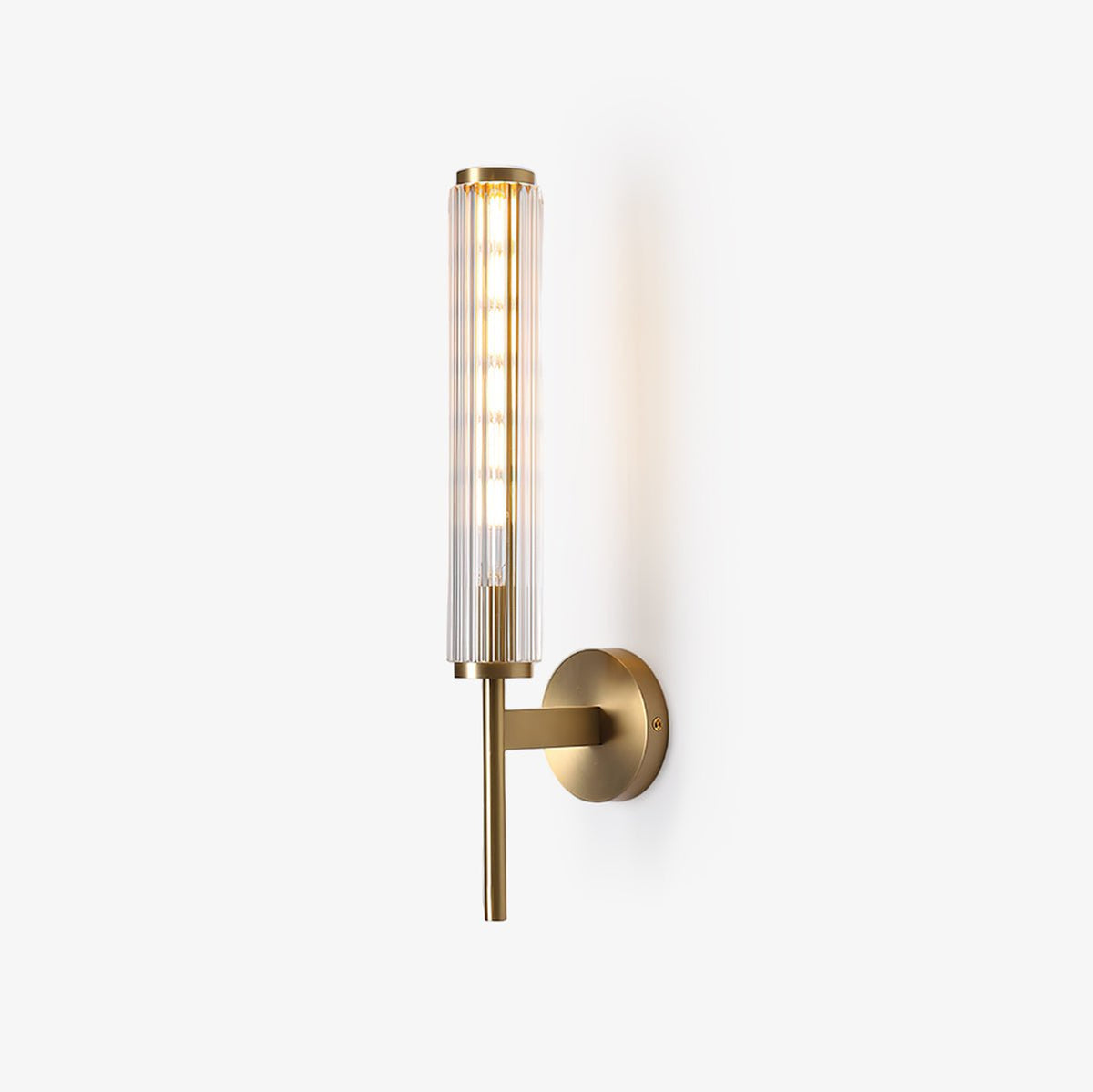 Candeeiro de parede Faylen premium linear de latão e vidro