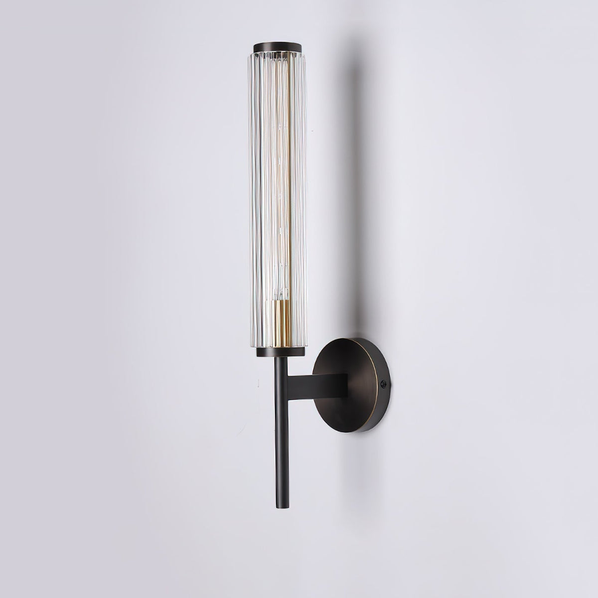 Candeeiro de parede Faylen premium linear de latão e vidro