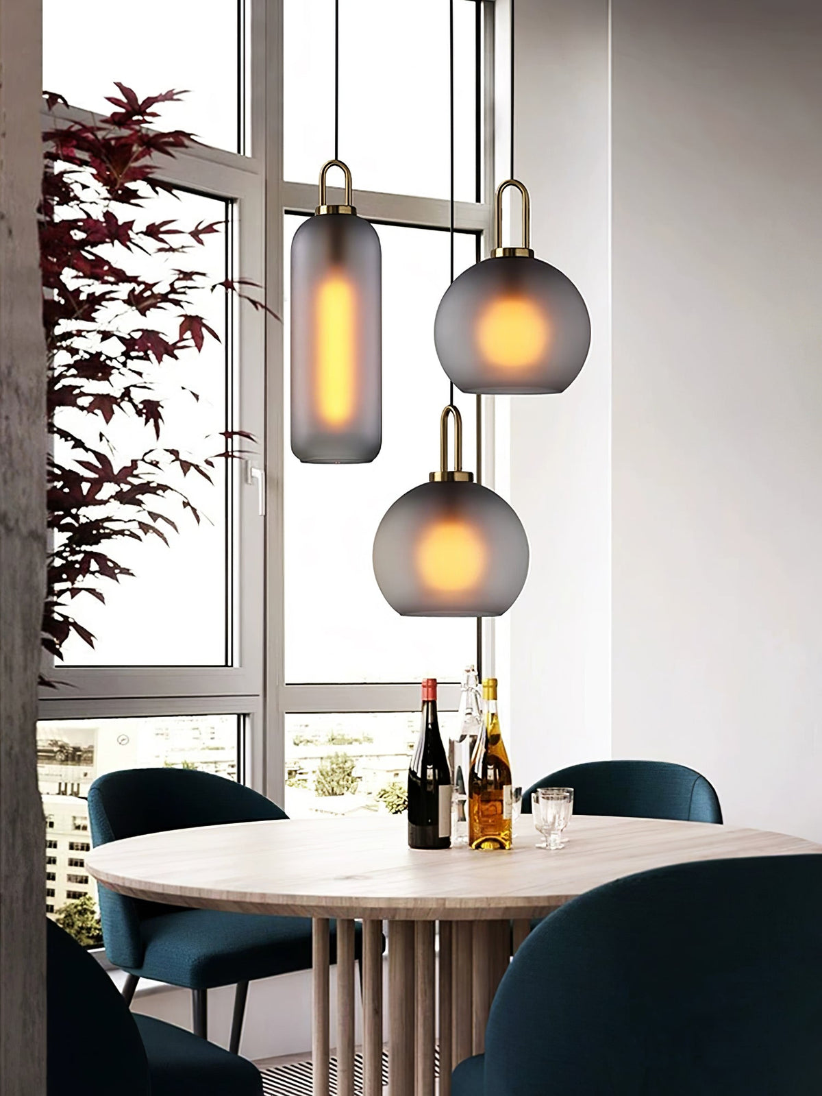 Sevelo pendel i matteret glas, swag-design, justerbar