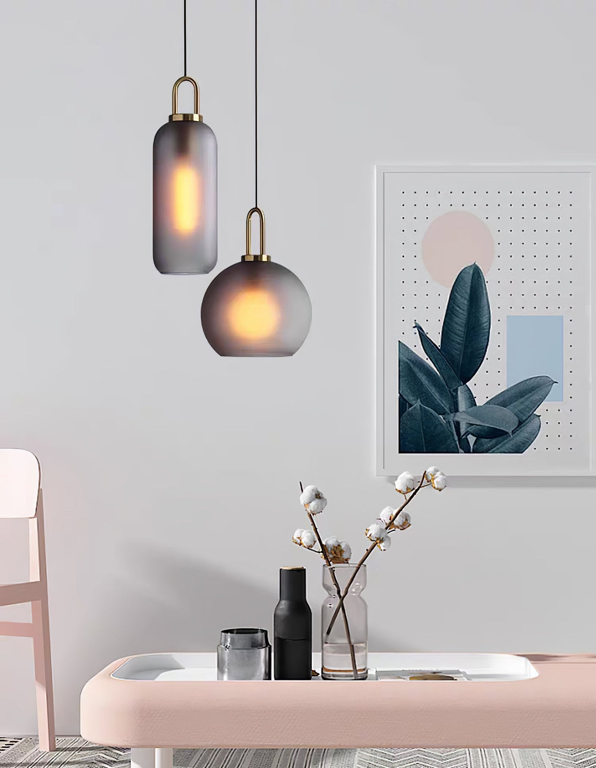 Sevelo pendel i matteret glas, swag-design, justerbar