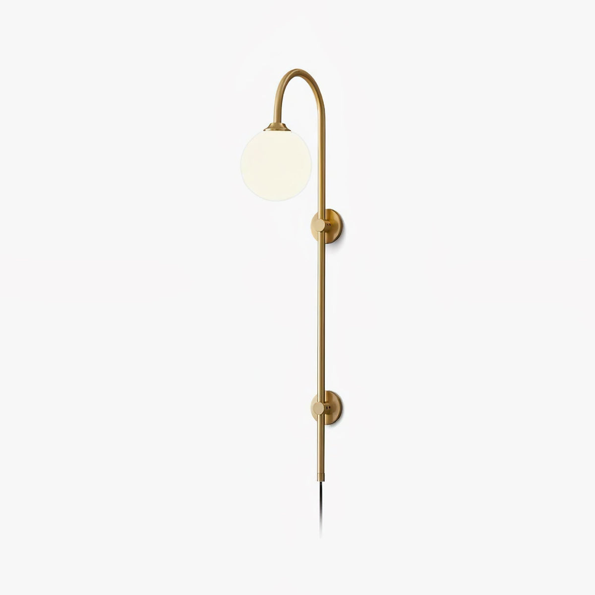 Candeeiro de parede de vidro e latão com globo de elegância premium com ficha Evshaia