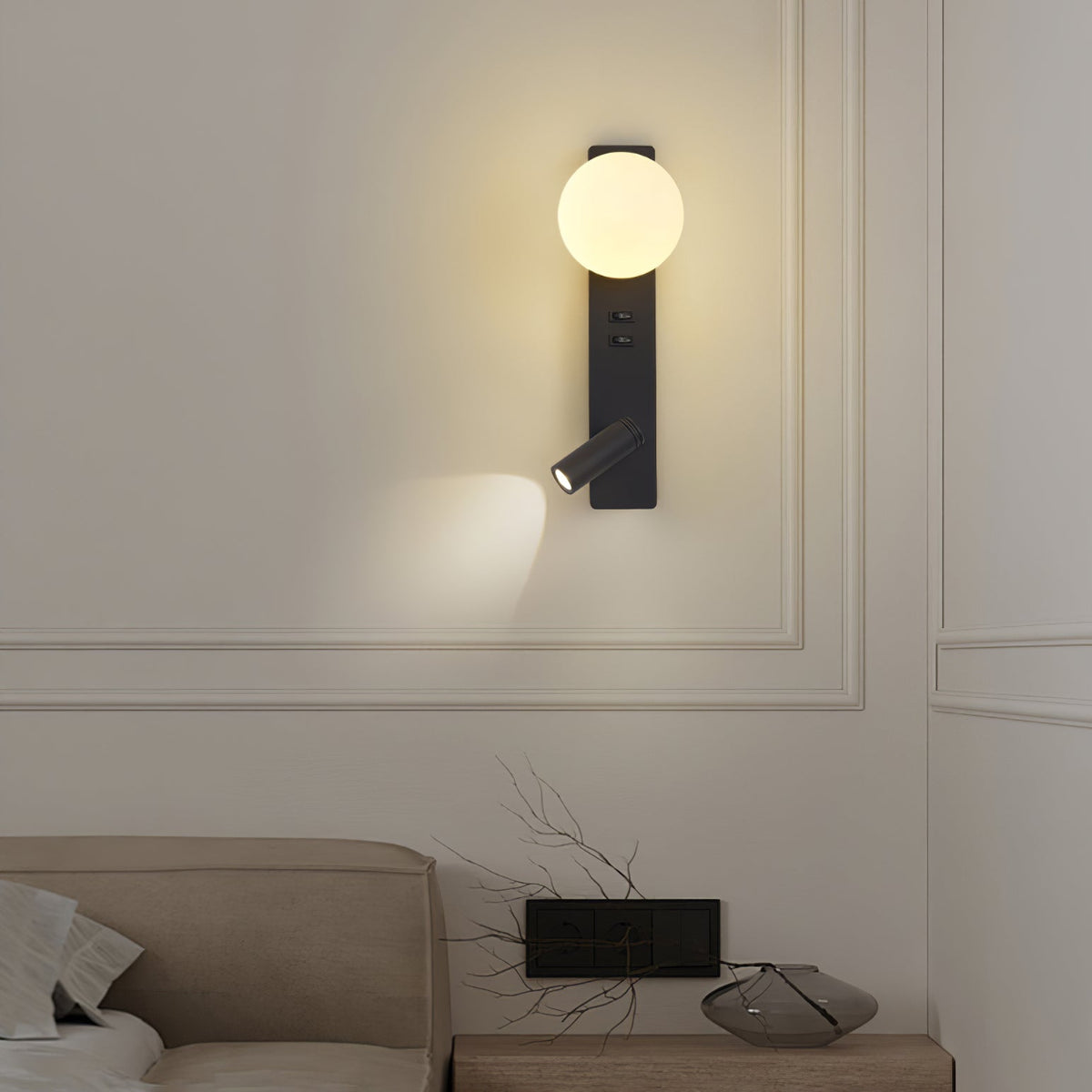 Candeeiro de parede moderno minimalista fino em vidro Thalior