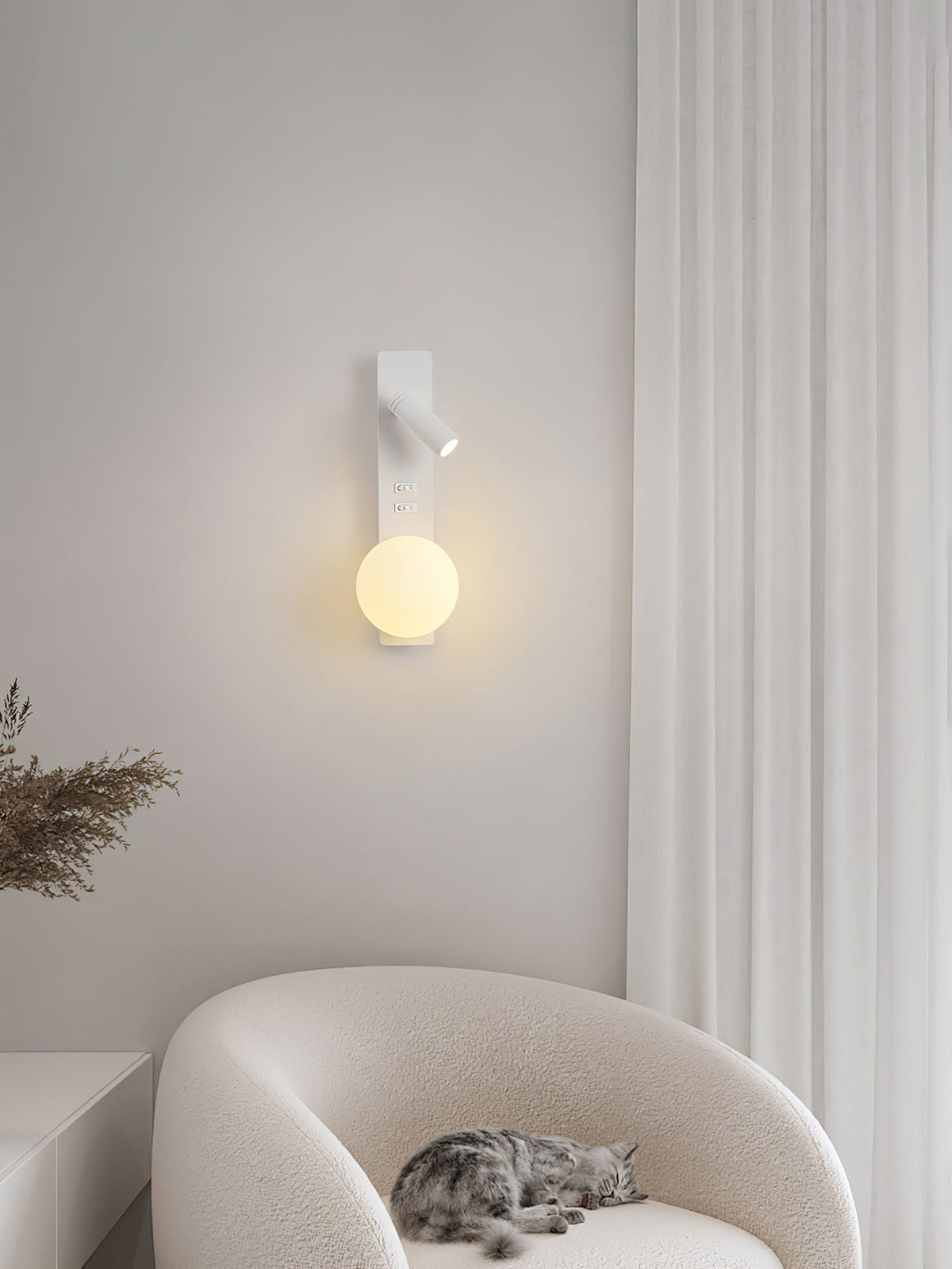 Candeeiro de parede moderno minimalista fino em vidro Thalior