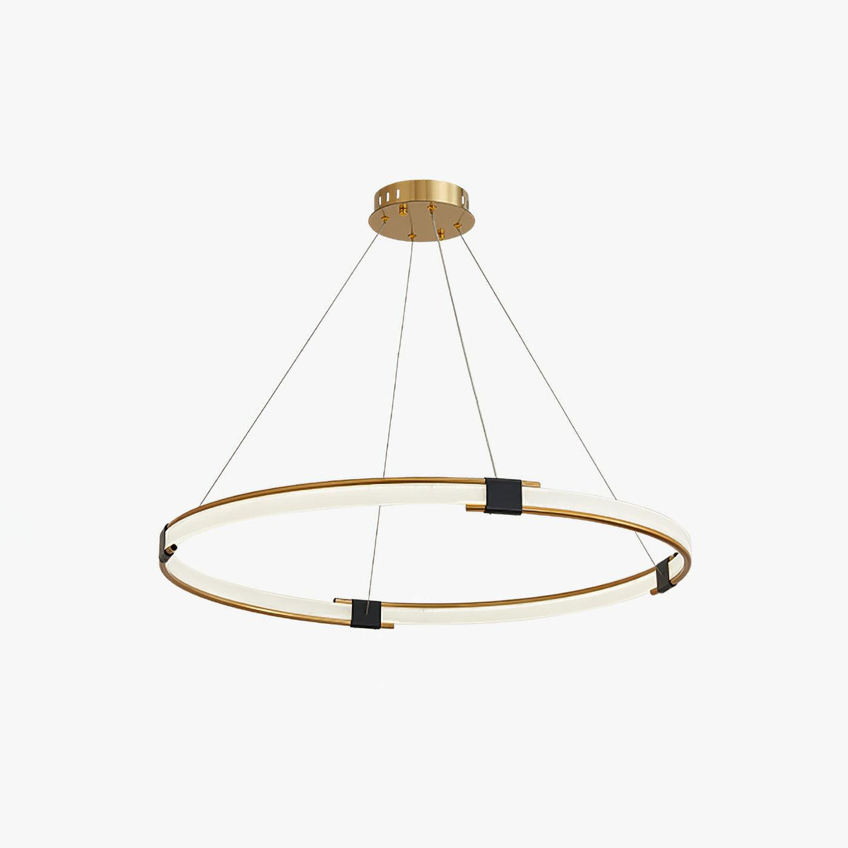 Lavi moderne lysekrone med gylden ring og LED-halo