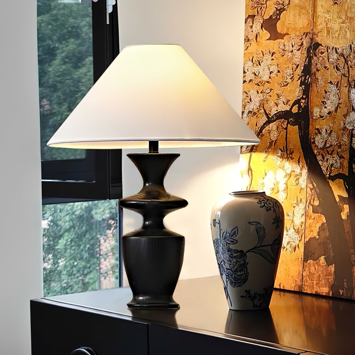 Arius vintagebordlampe i træ