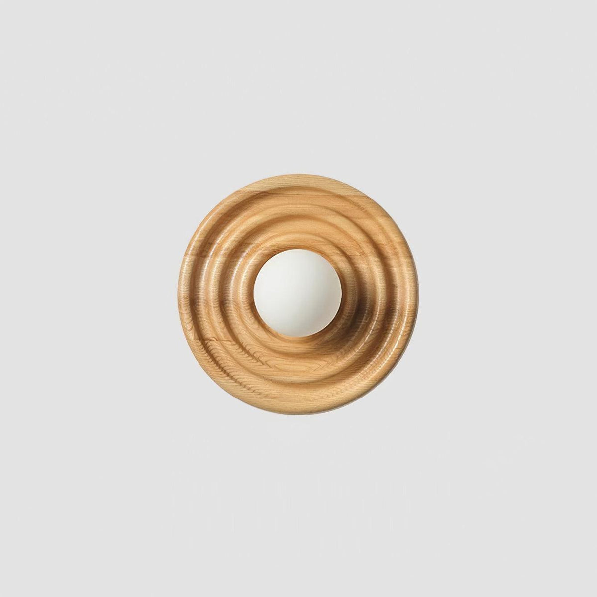 Aldinise Wall Lamp Ripple with Ash Wood Body and Glass Globe Shade