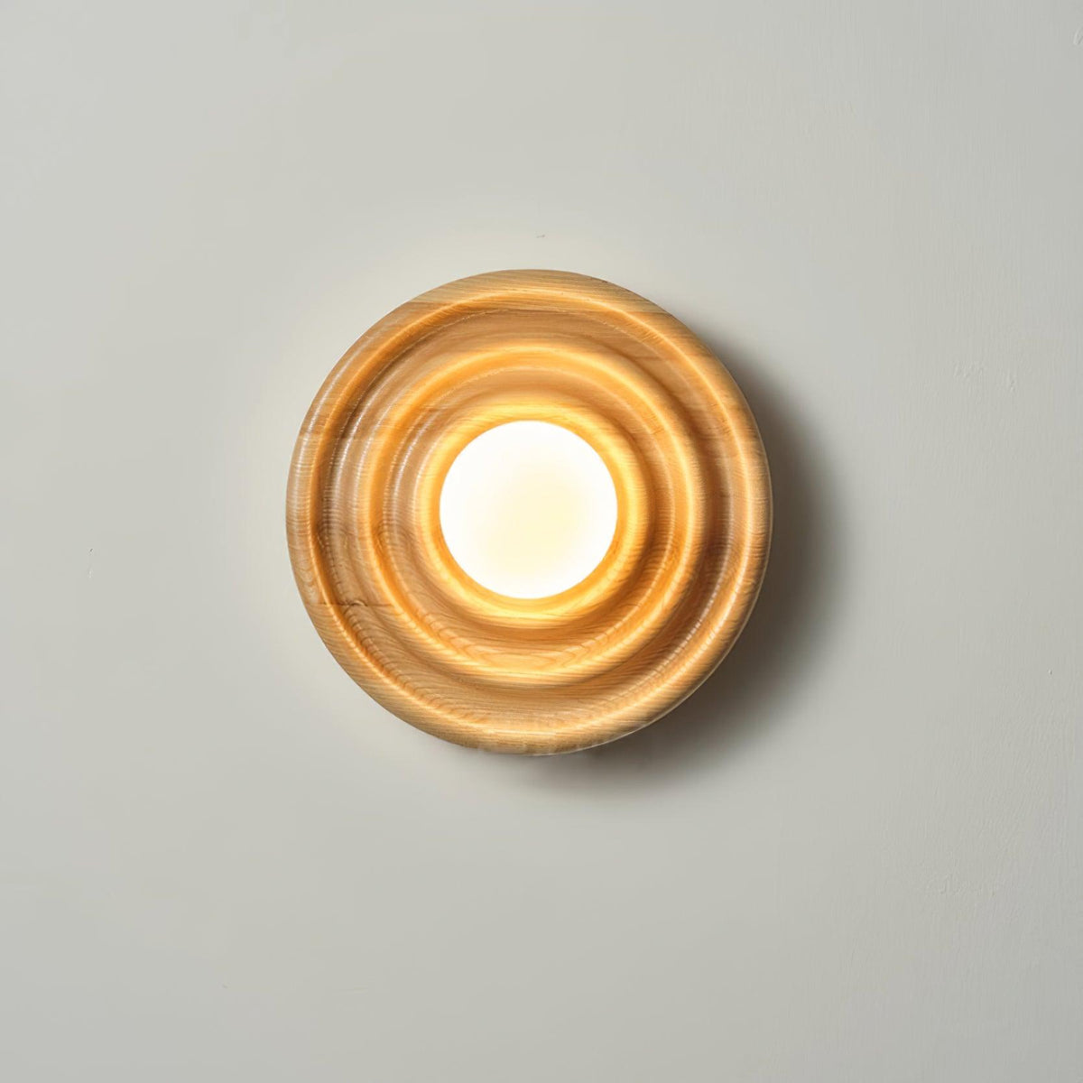 Aldinise Wall Lamp Ripple with Ash Wood Body and Glass Globe Shade