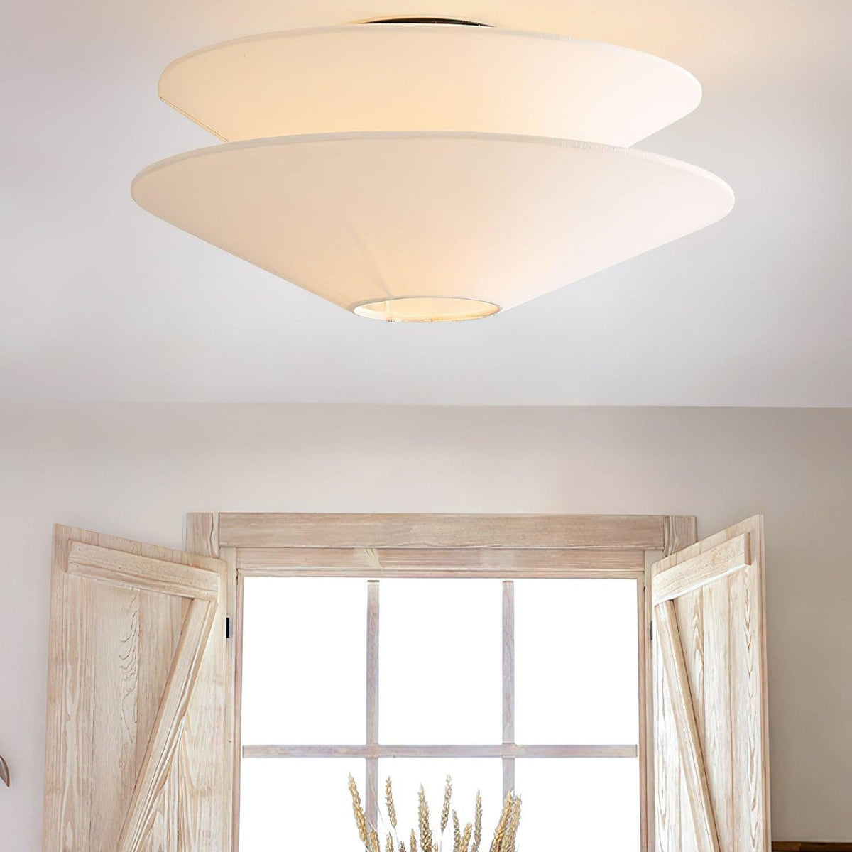 Lina loftljós úr dúk með tvöföldum keilum
