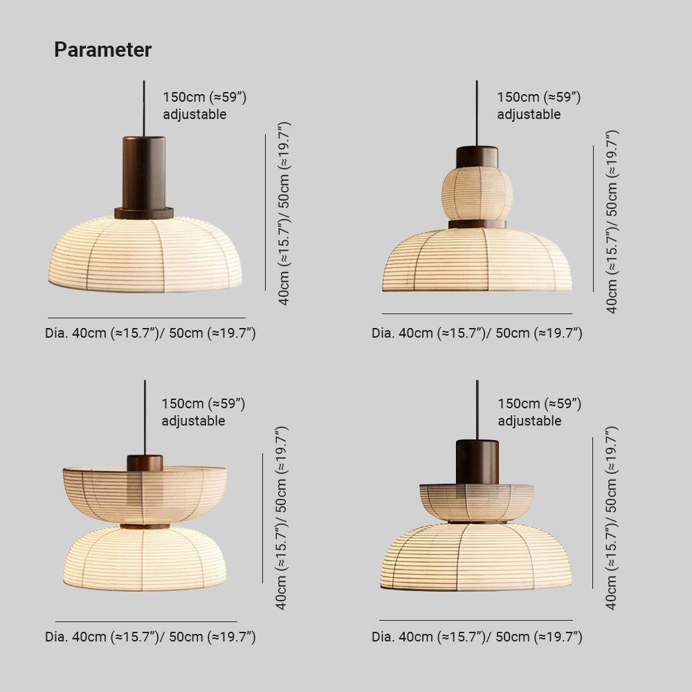 Ritta modern neutral pendellampa i vitt tyg och papper