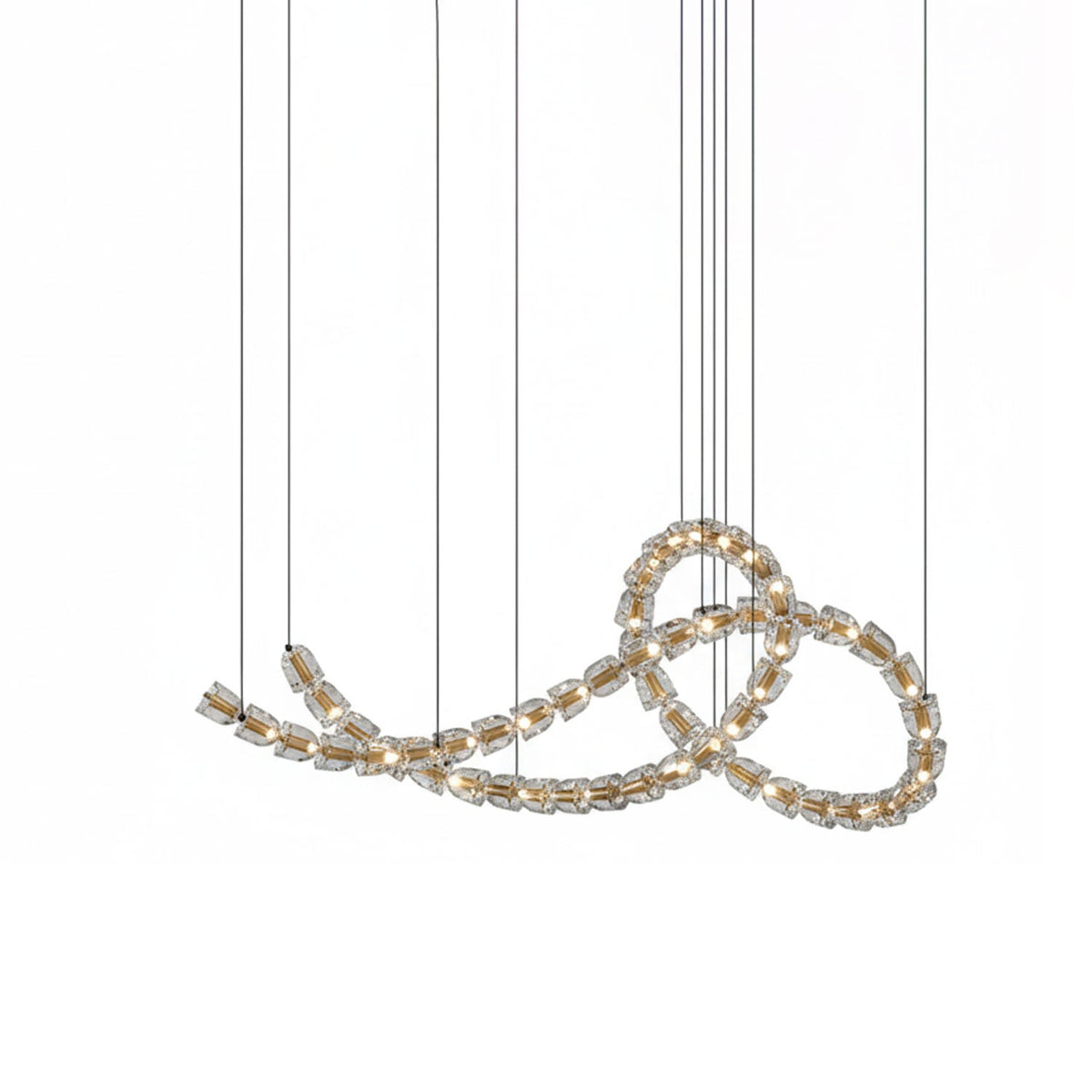 Candeeiro de teto de cristal dourado Nexus