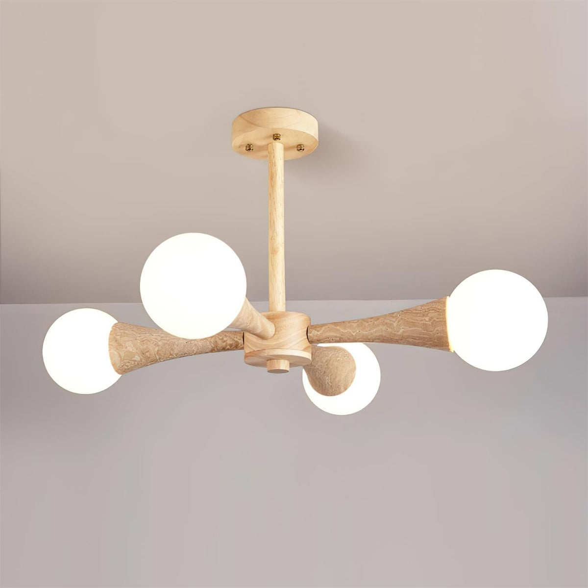Tavenina infälld taklampa i trä, travertin