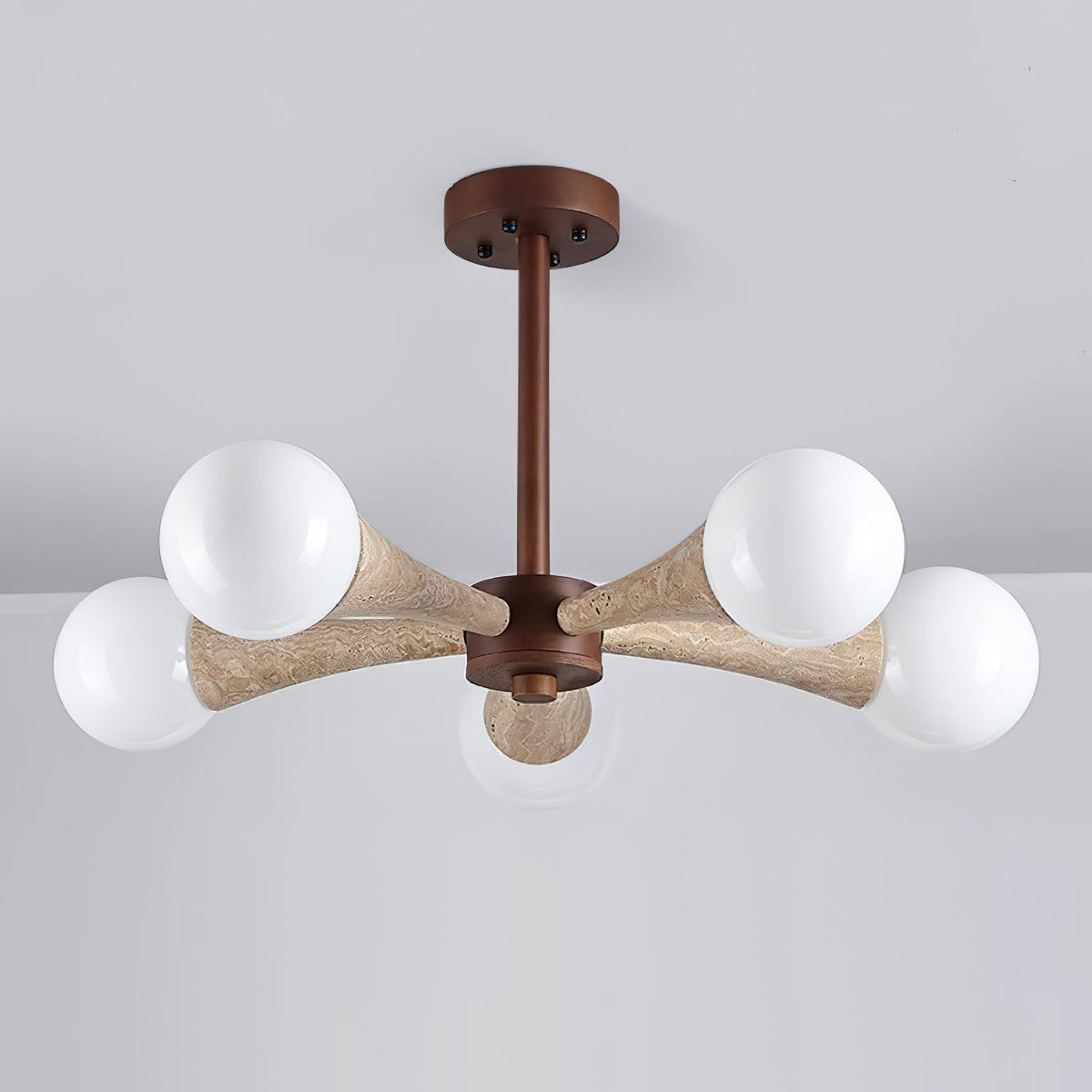 Tavenina infälld taklampa i trä, travertin