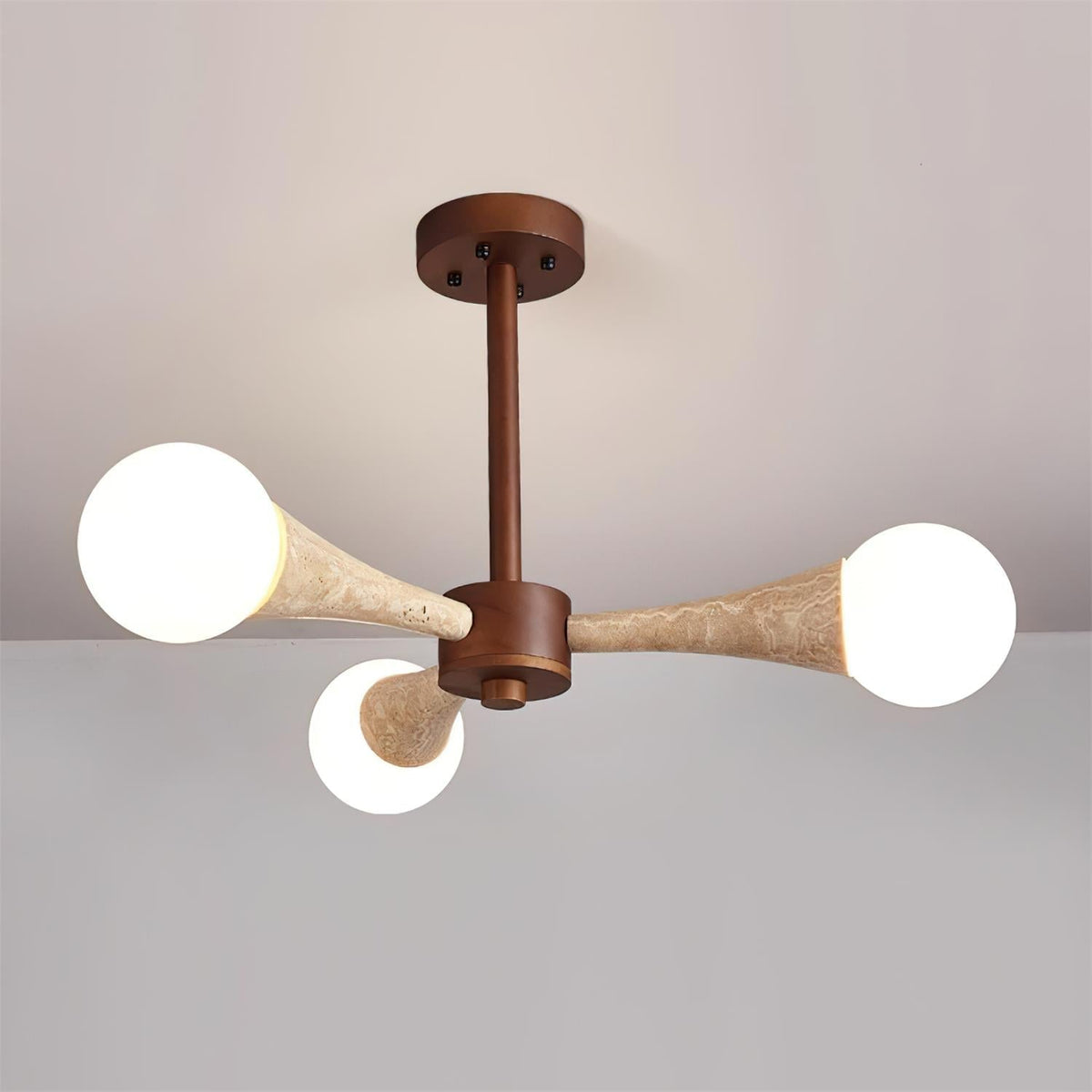 Tavenina infälld taklampa i trä, travertin