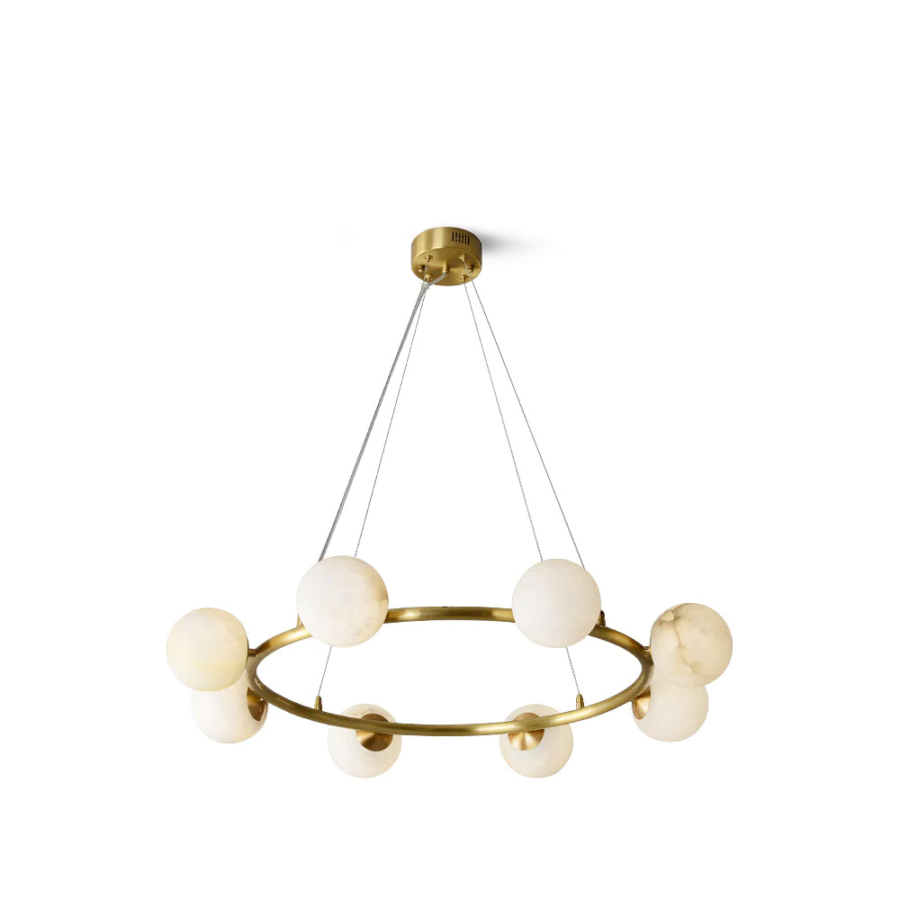Candelabro Helix, globo de alabastro com halo