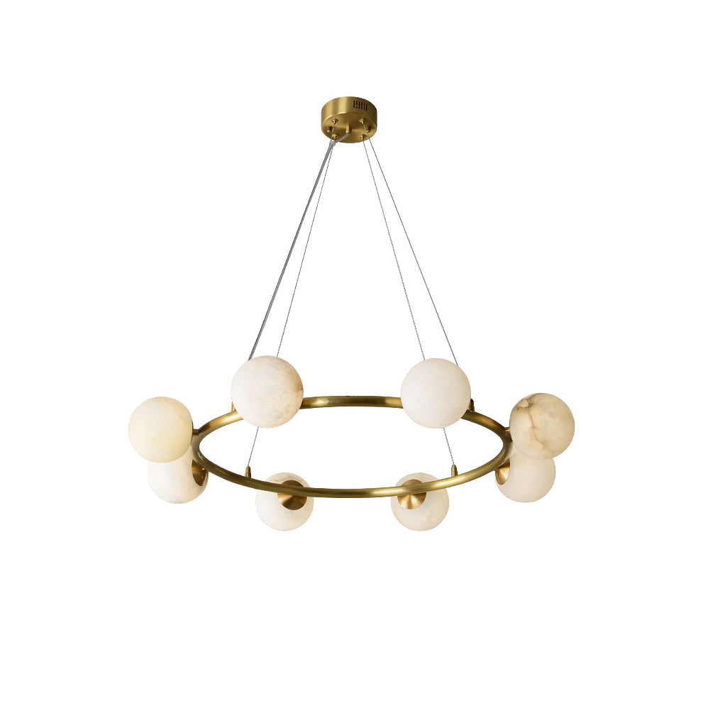 Candelabro Helix, globo de alabastro com halo