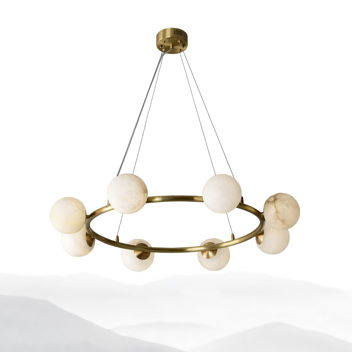 Candelabro Helix, globo de alabastro com halo