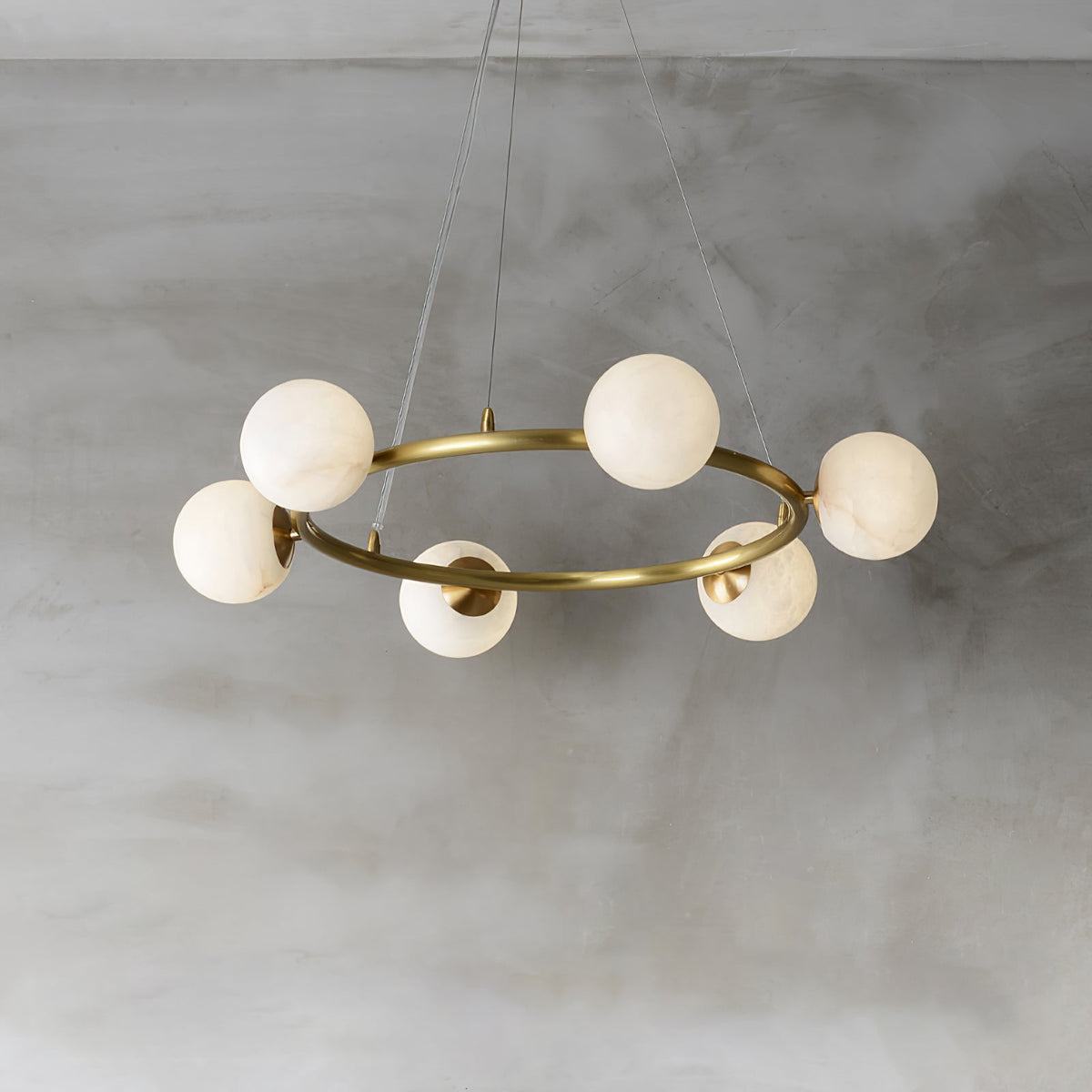 Candelabro Helix, globo de alabastro com halo