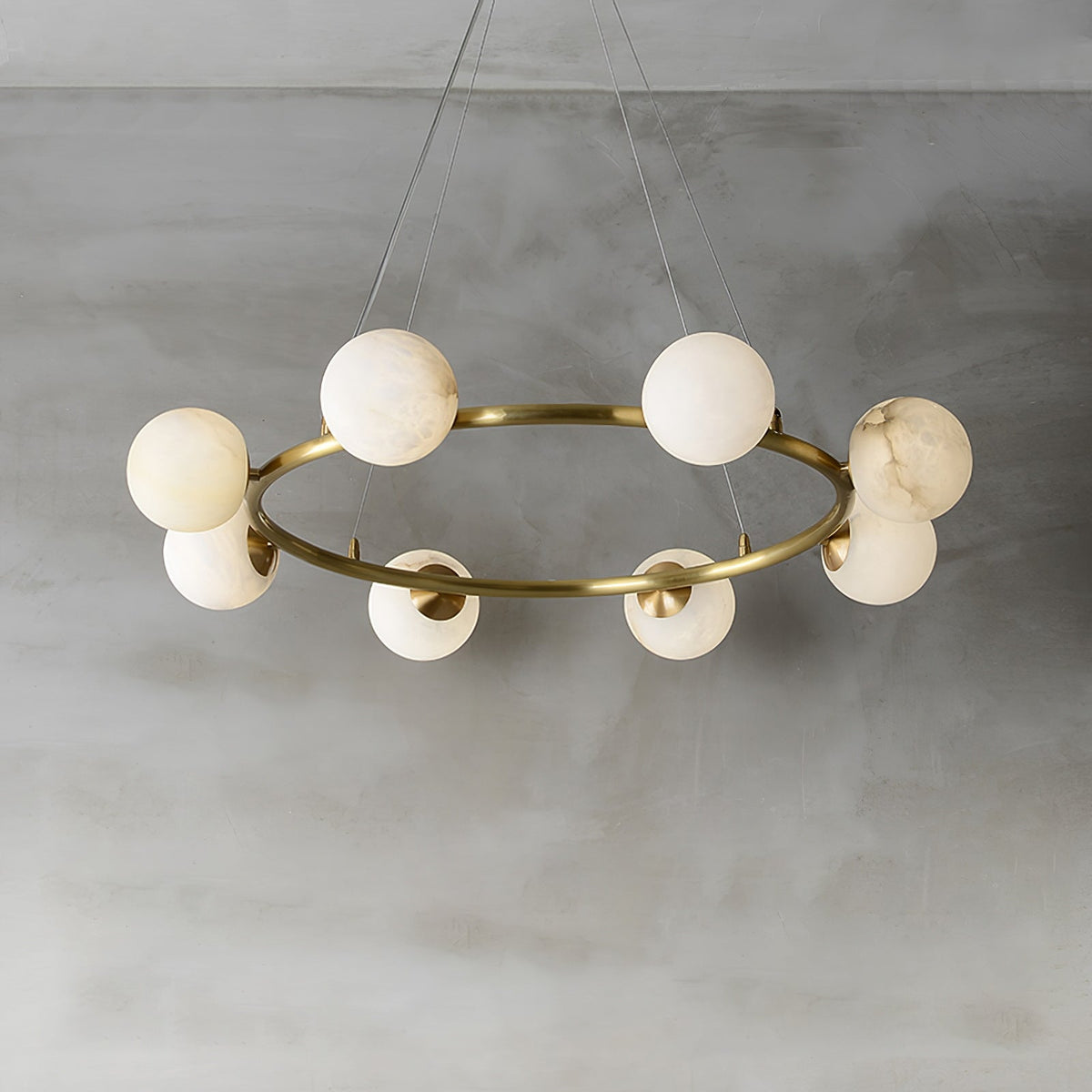 Candelabro Helix, globo de alabastro com halo