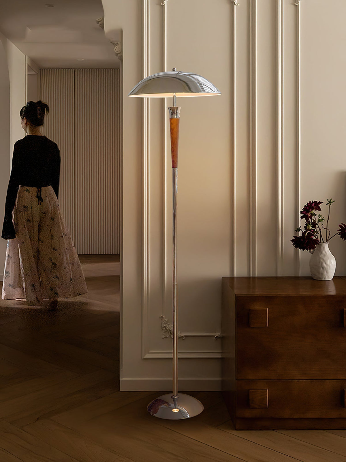 Viraivelle retro golvlampa i krom