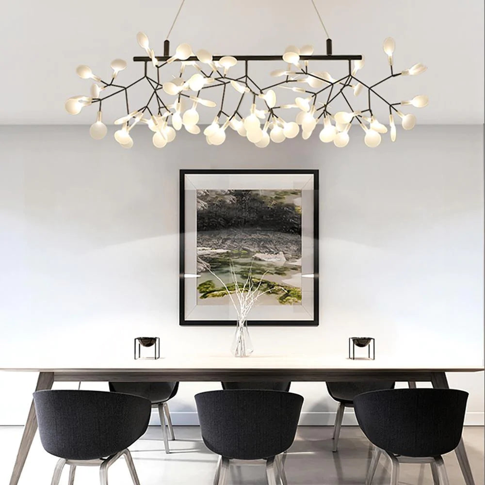 Lior unik Sputnik-ljuskrona i art déco-stil med eldflugor, vardagsrum/sovrum