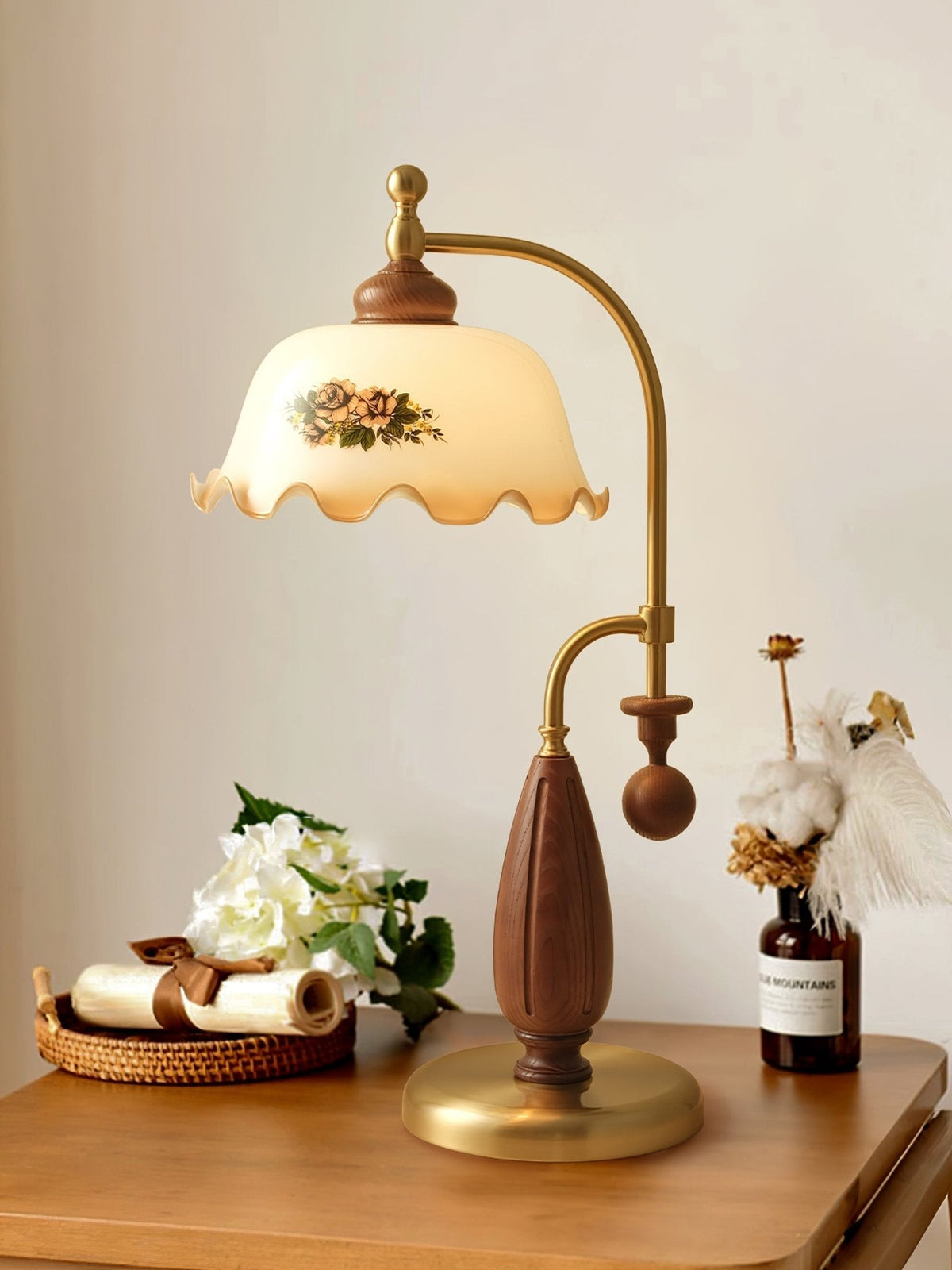 Candeeiro de mesa vintage em madeira Sylorette