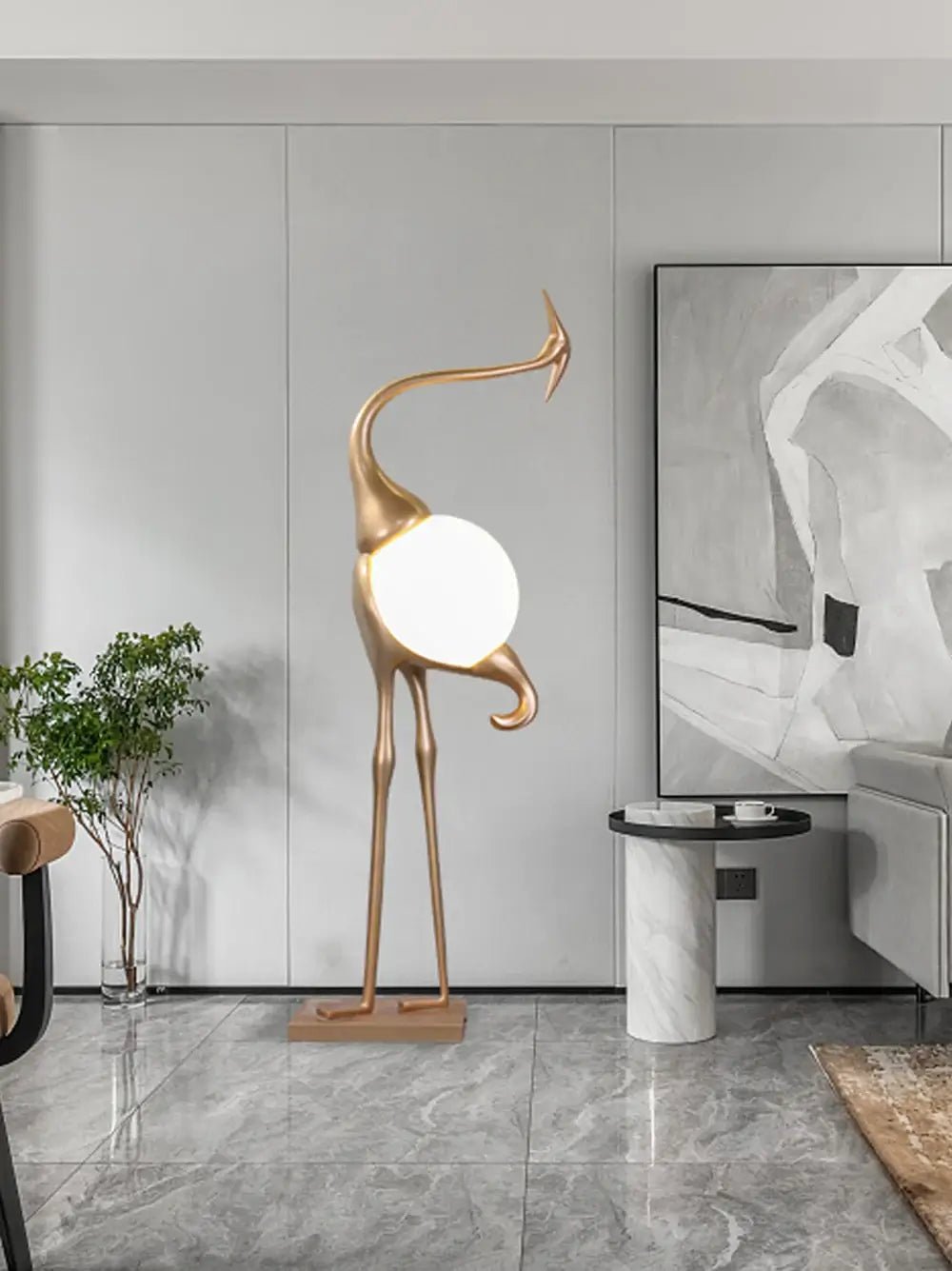 Vägglampa formad som en trana