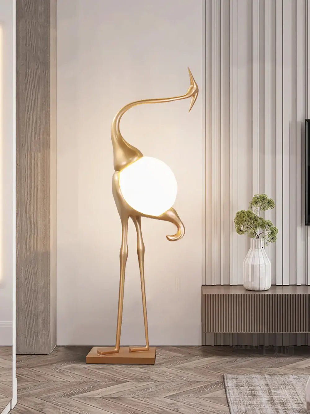 Vägglampa formad som en trana