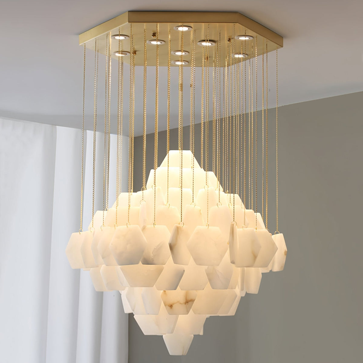 Candeeiro de teto Avenanena de luxo em alabastro